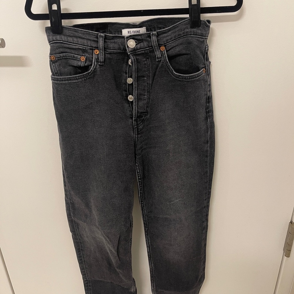 Re/Done Black High Rise Jeans with Slim Fit